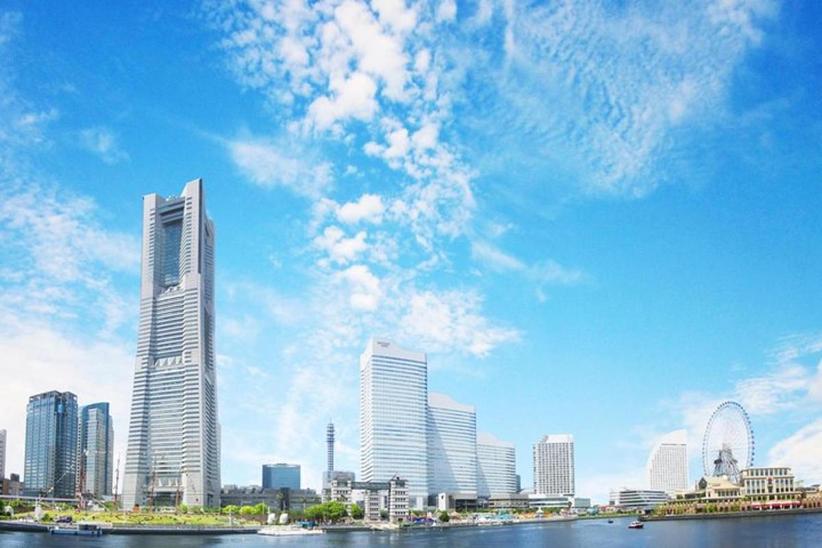 a view of a city with tall buildings