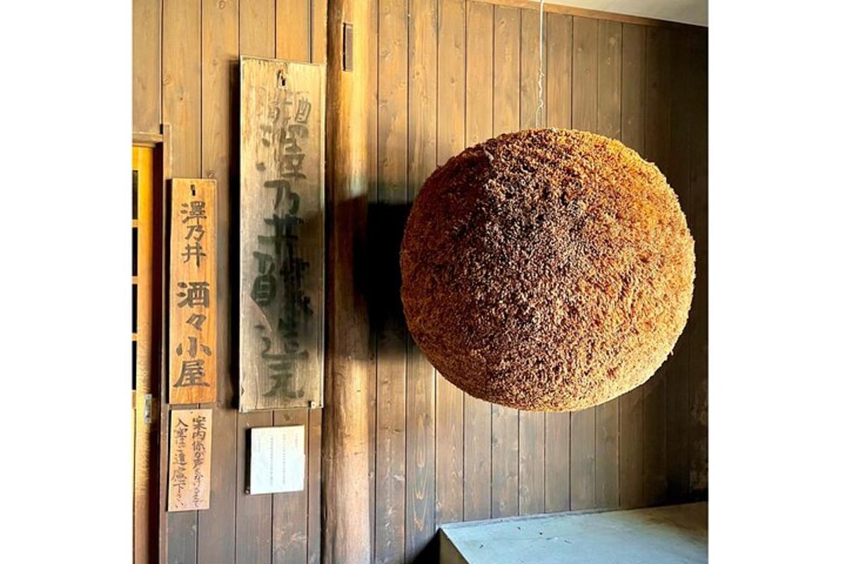một quả cầu lớn treo trên tường của một tòa nhà