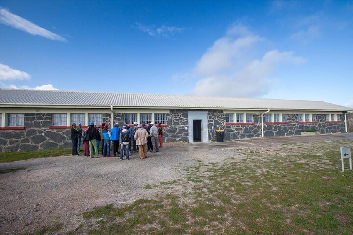 a group of people standing in front of a building