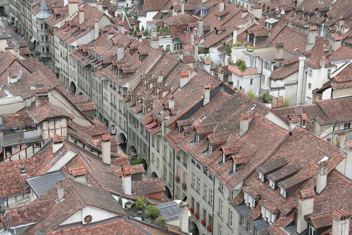 widok z góry na dachy budynków w mieście