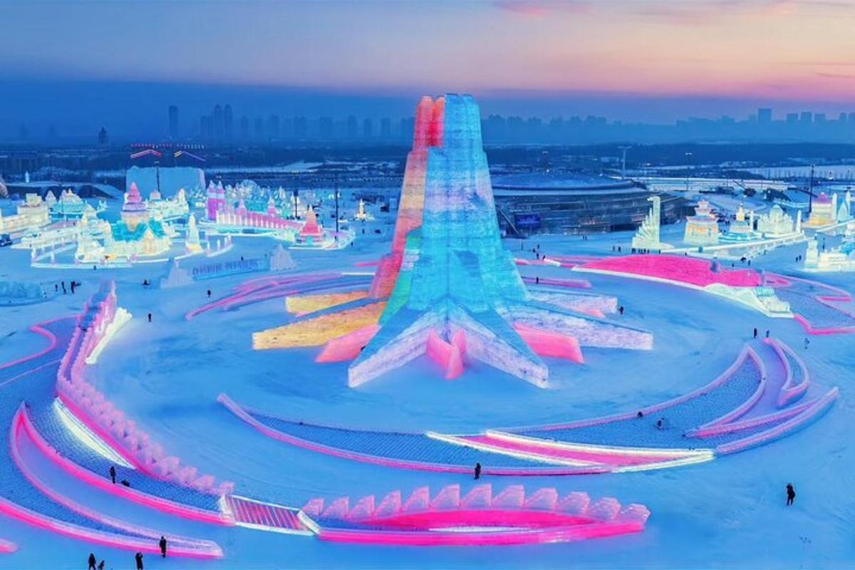 a large ice sculpture in the middle of a beach