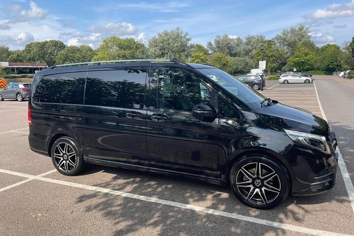 a black van parked in a parking lot