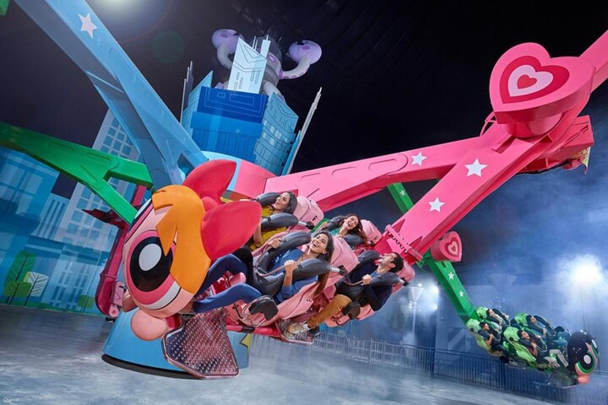 a group of people riding on a roller coaster