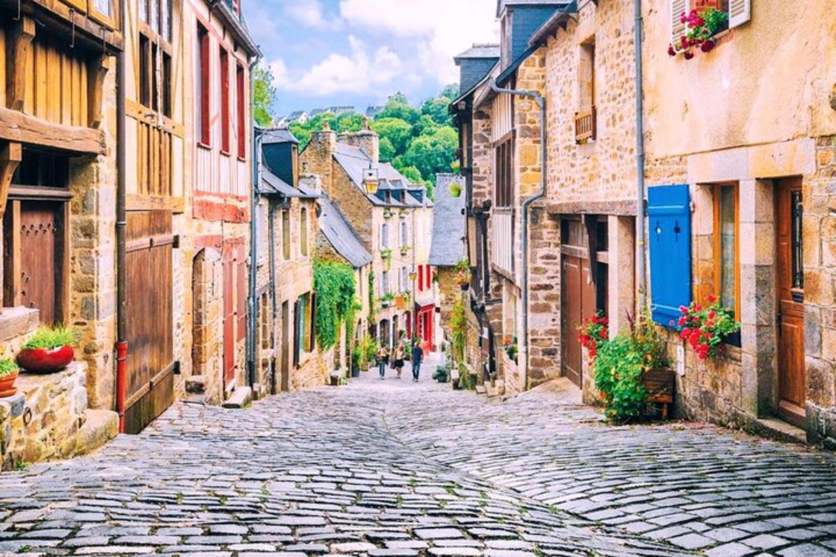 an old cobblestone street in an old town