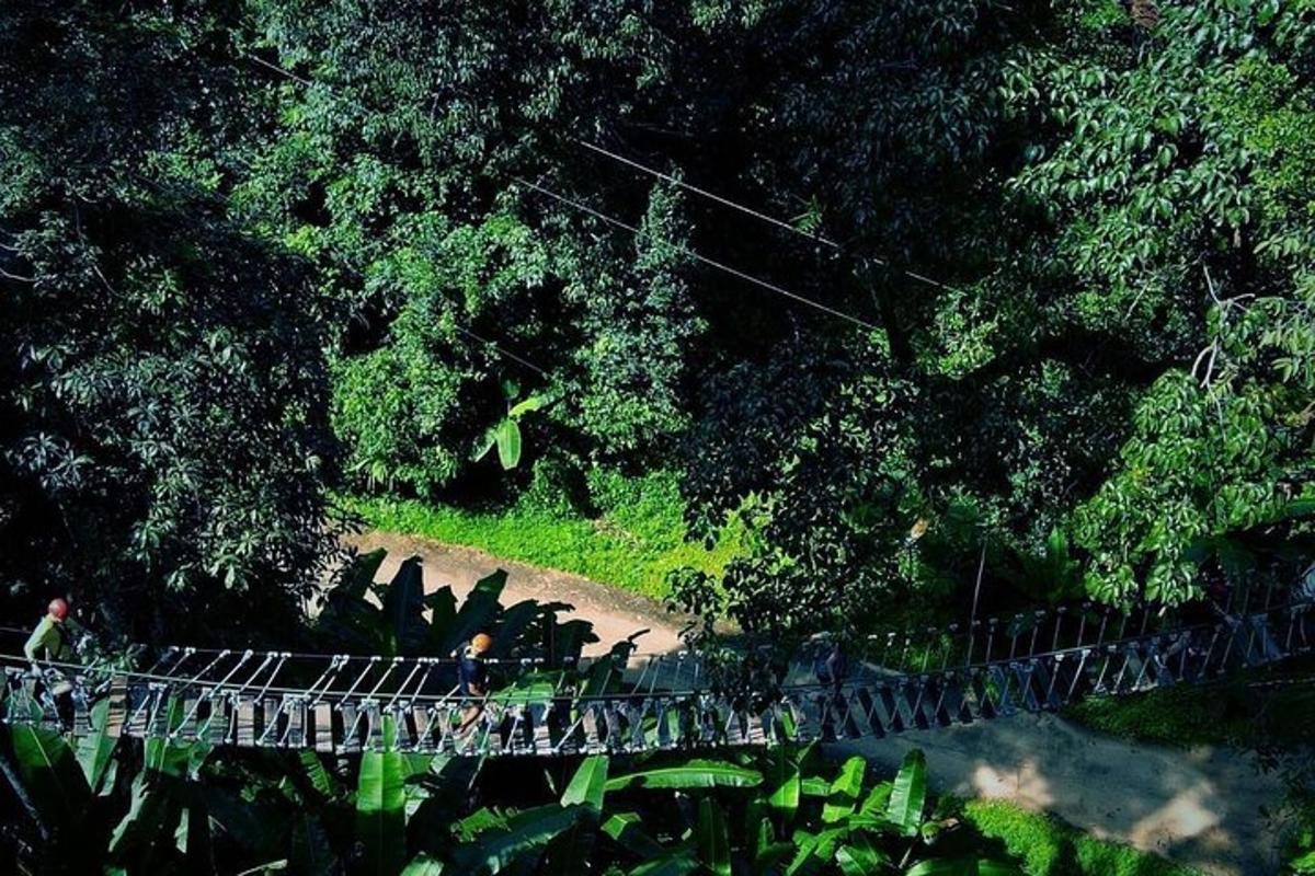 un gruppo di persone che camminano su un ponte