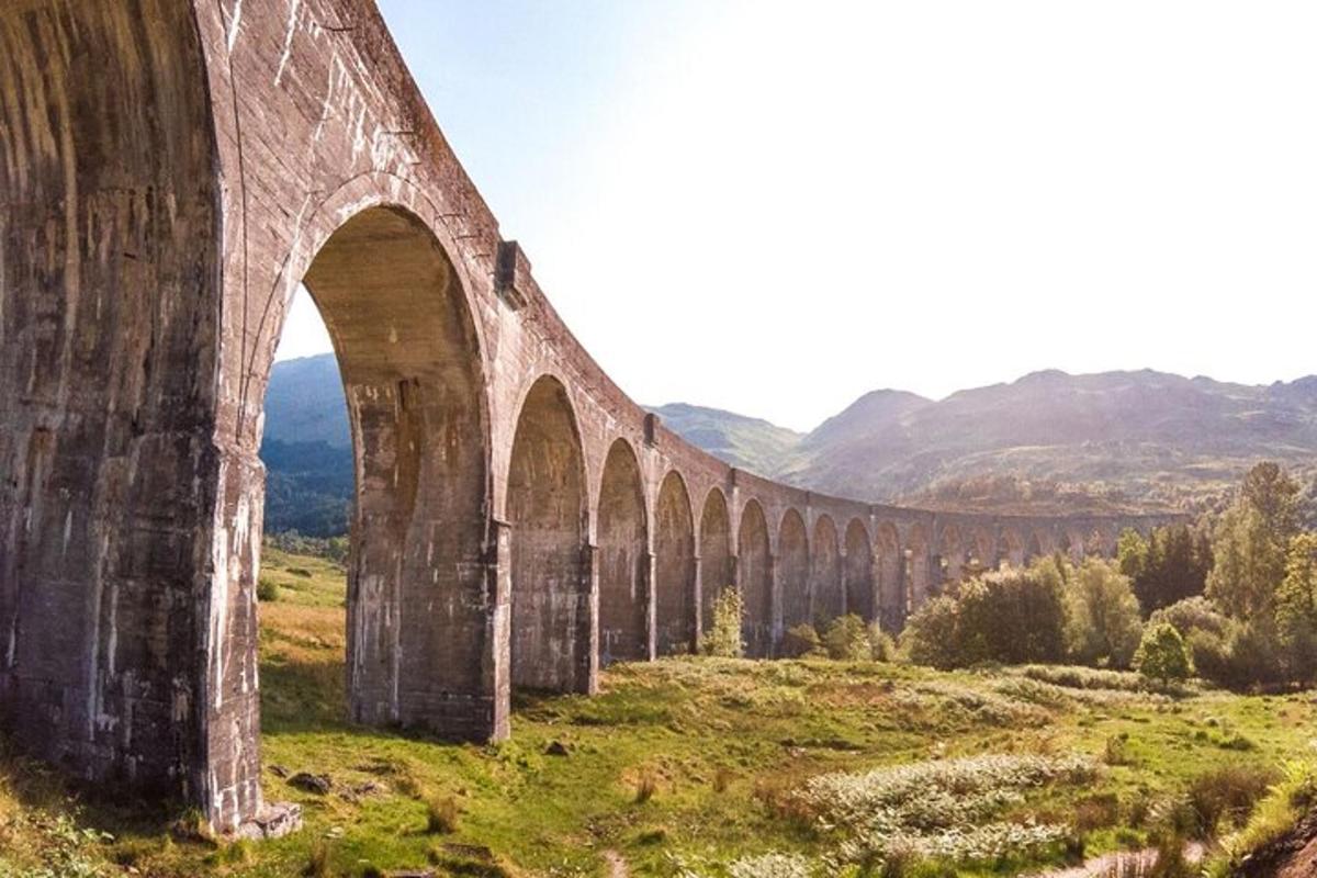 un vecchio ponte con archi in un campo