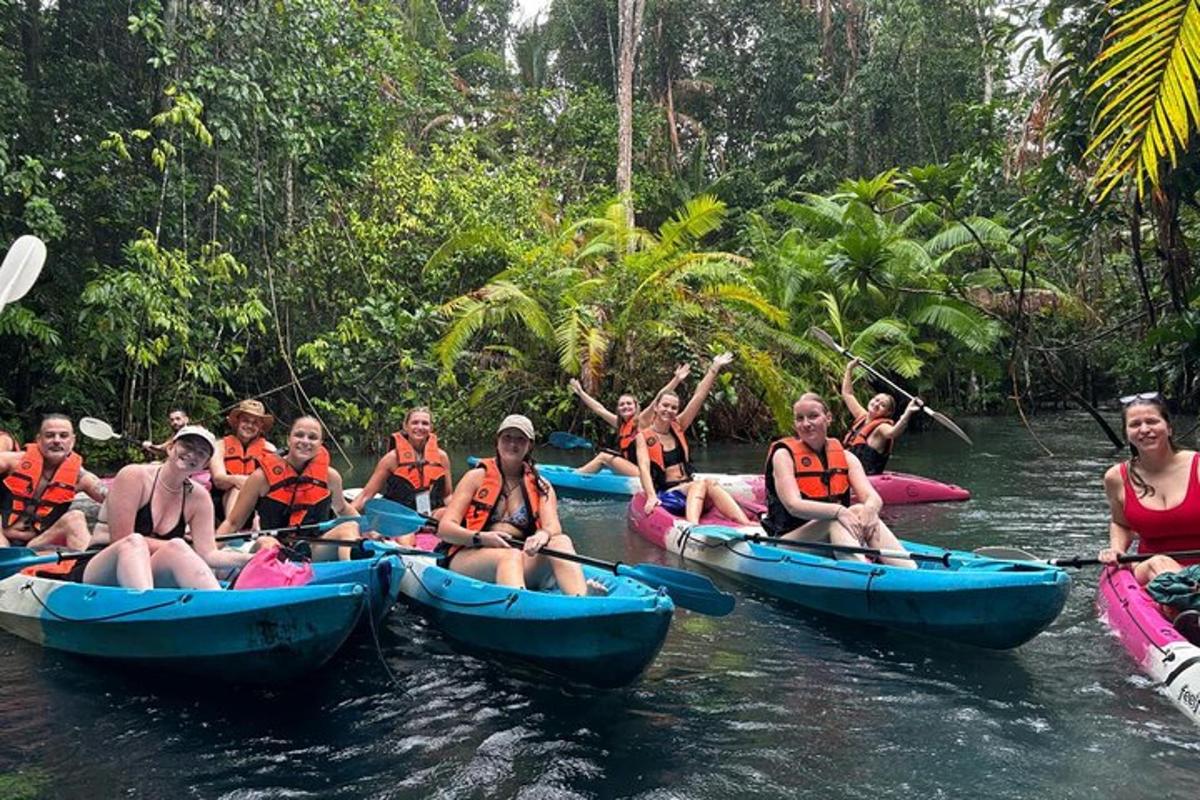 một nhóm người chèo thuyền kayak trên sông