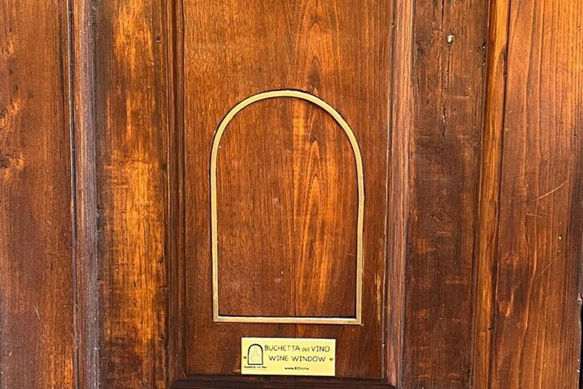 a wooden door with a sign on it