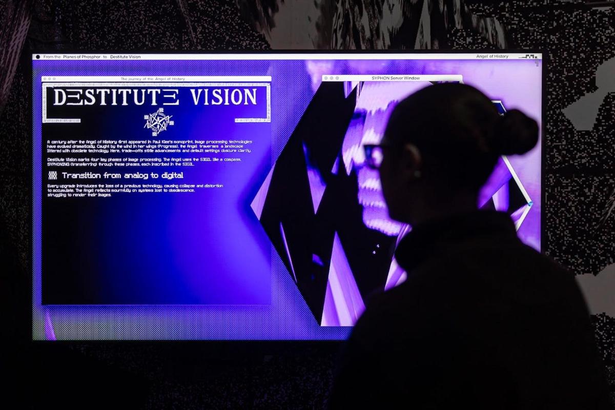 a person standing in front of a television
