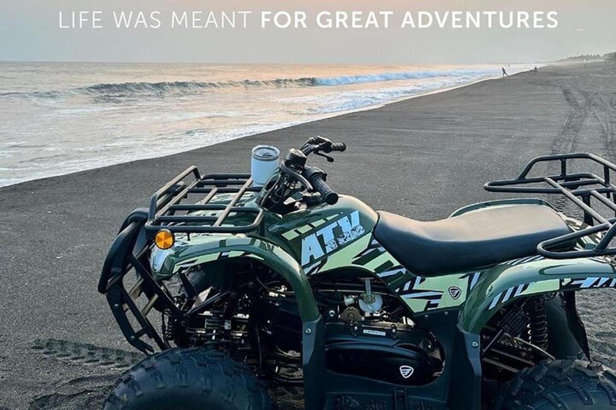 a dirt bike on the beach with the words life was meant for great adventures