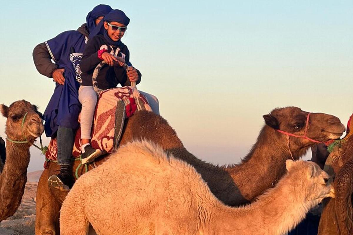 a man riding on the back of a camel