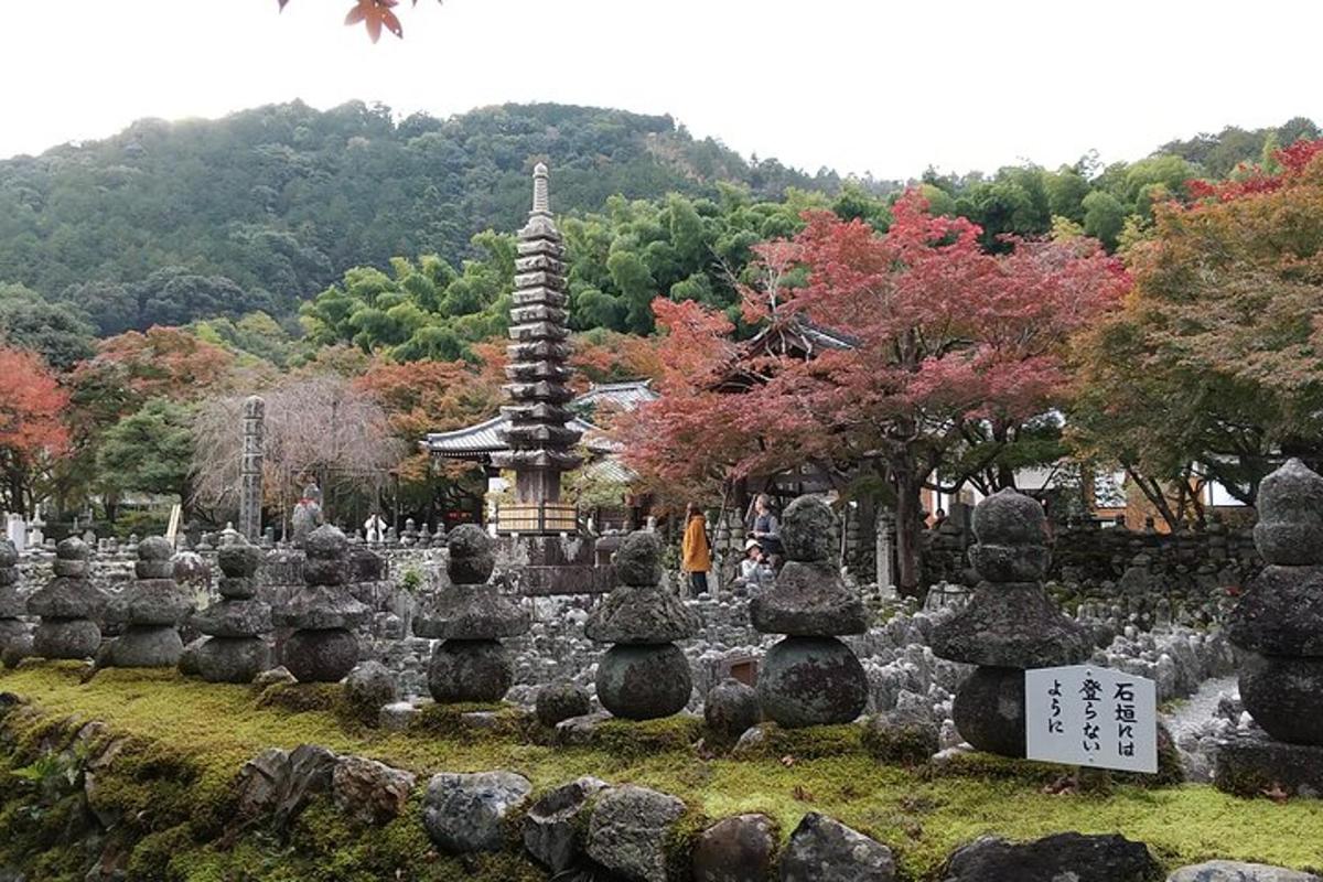 un cimitero con una pagoda sullo sfondo