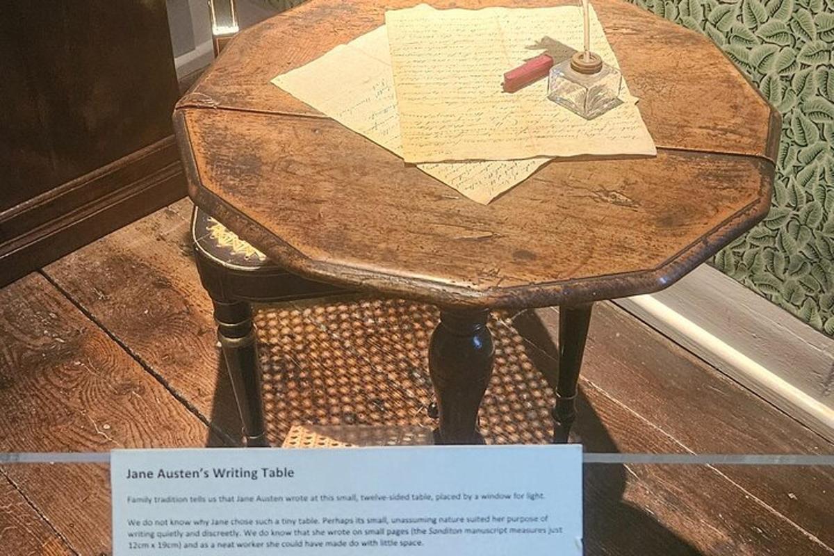 an old wooden table with a piece of paper on it