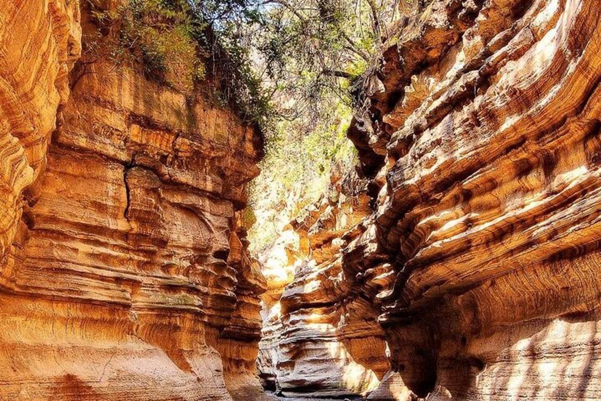uno stretto corridoio in un canyon roccioso