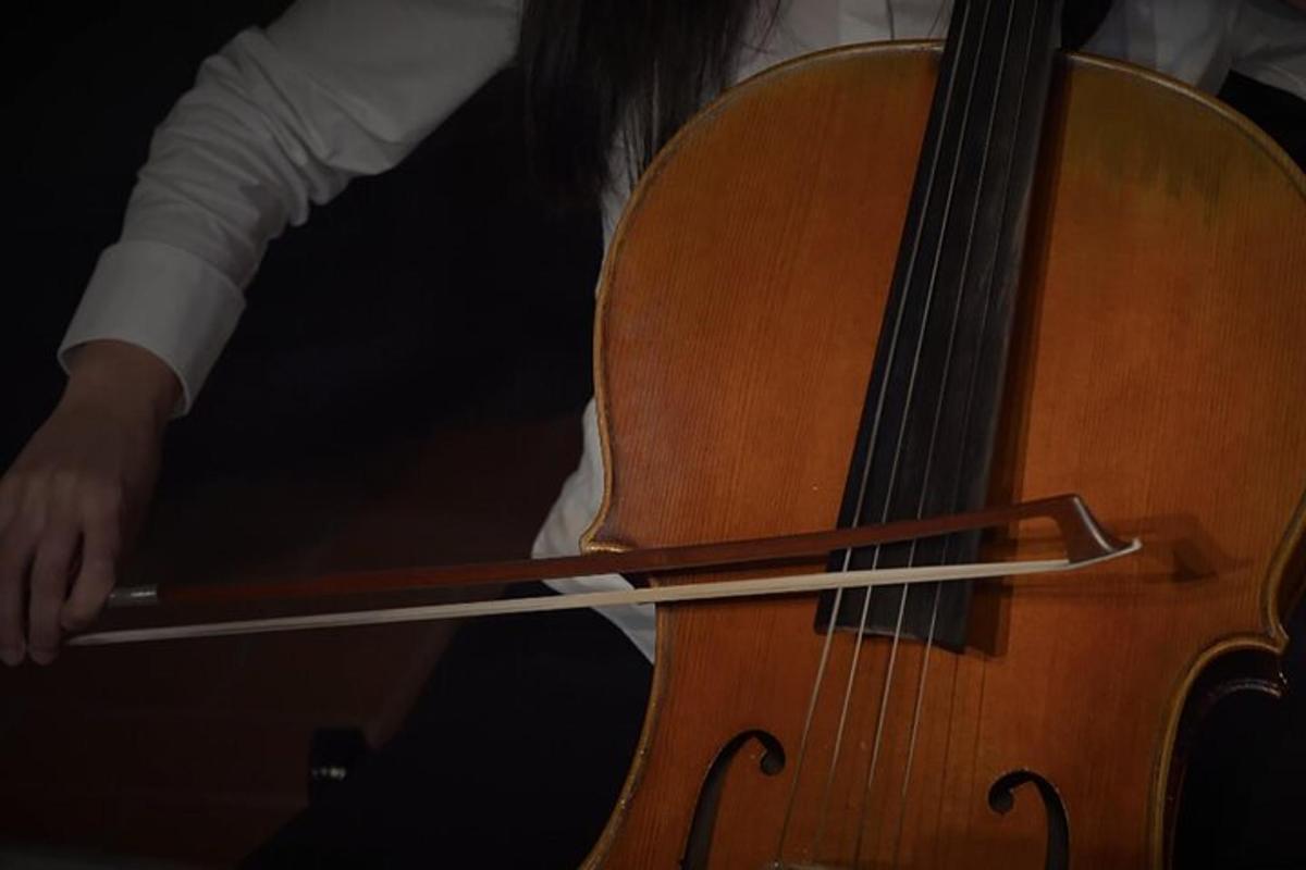 a person holding the strings of a guitar