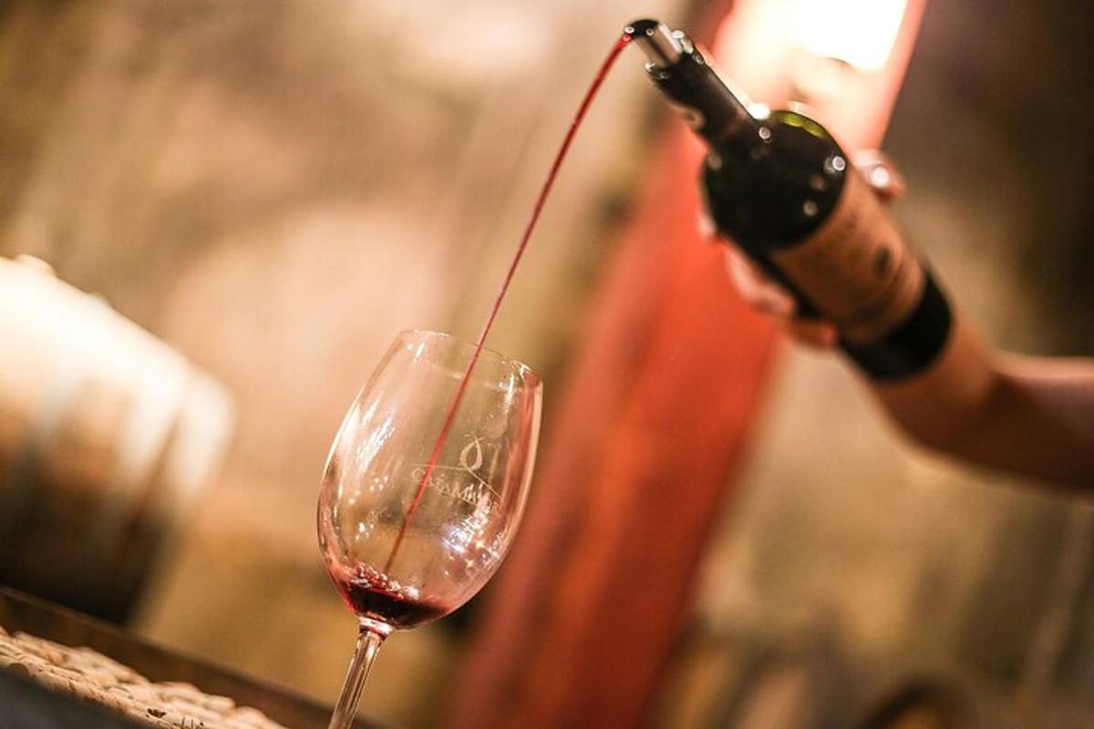 una persona sta versando del vino in un bicchiere da vino