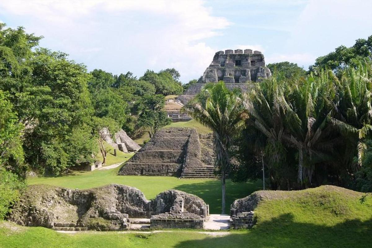 a view of the ruins of the mayan pyramid