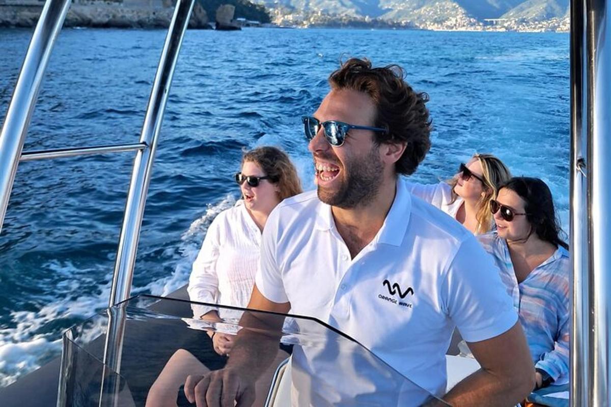 a group of people on a boat in the water