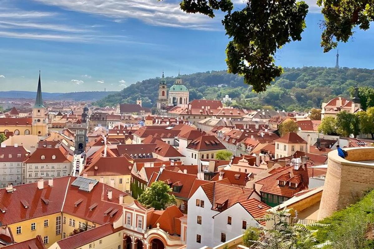 pohľad na mesto s červenými strechami