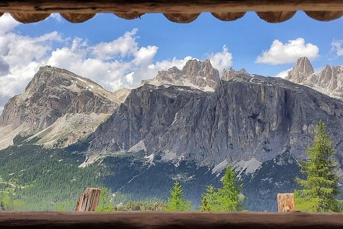 a view of a mountain from a window