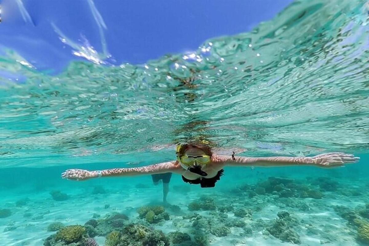 una mujer está nadando en el agua