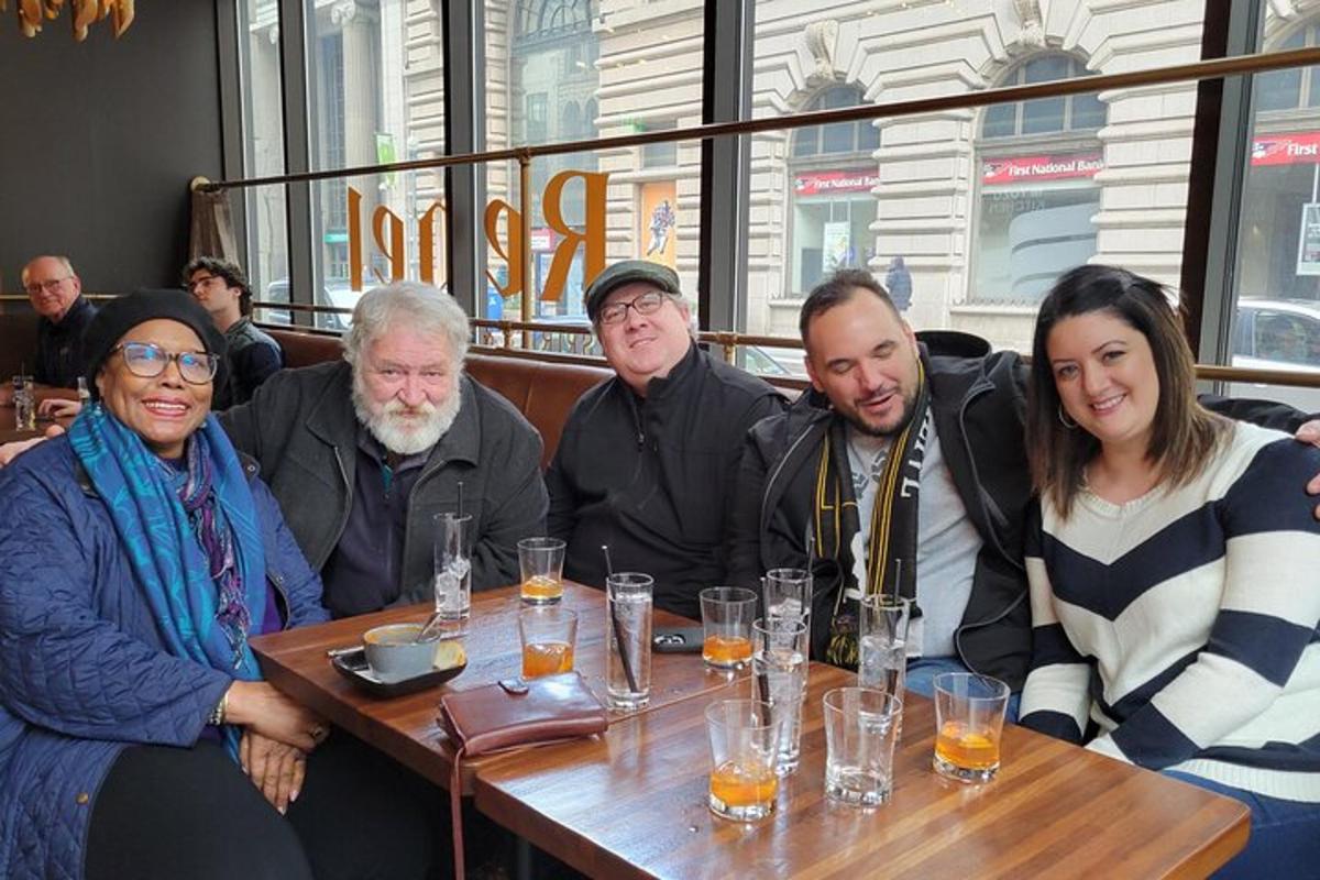 a group of people sitting at a table