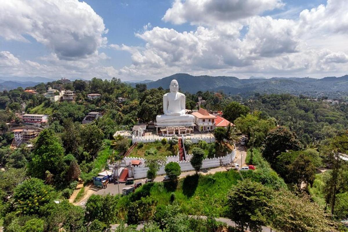 a large white statue on top of a hill