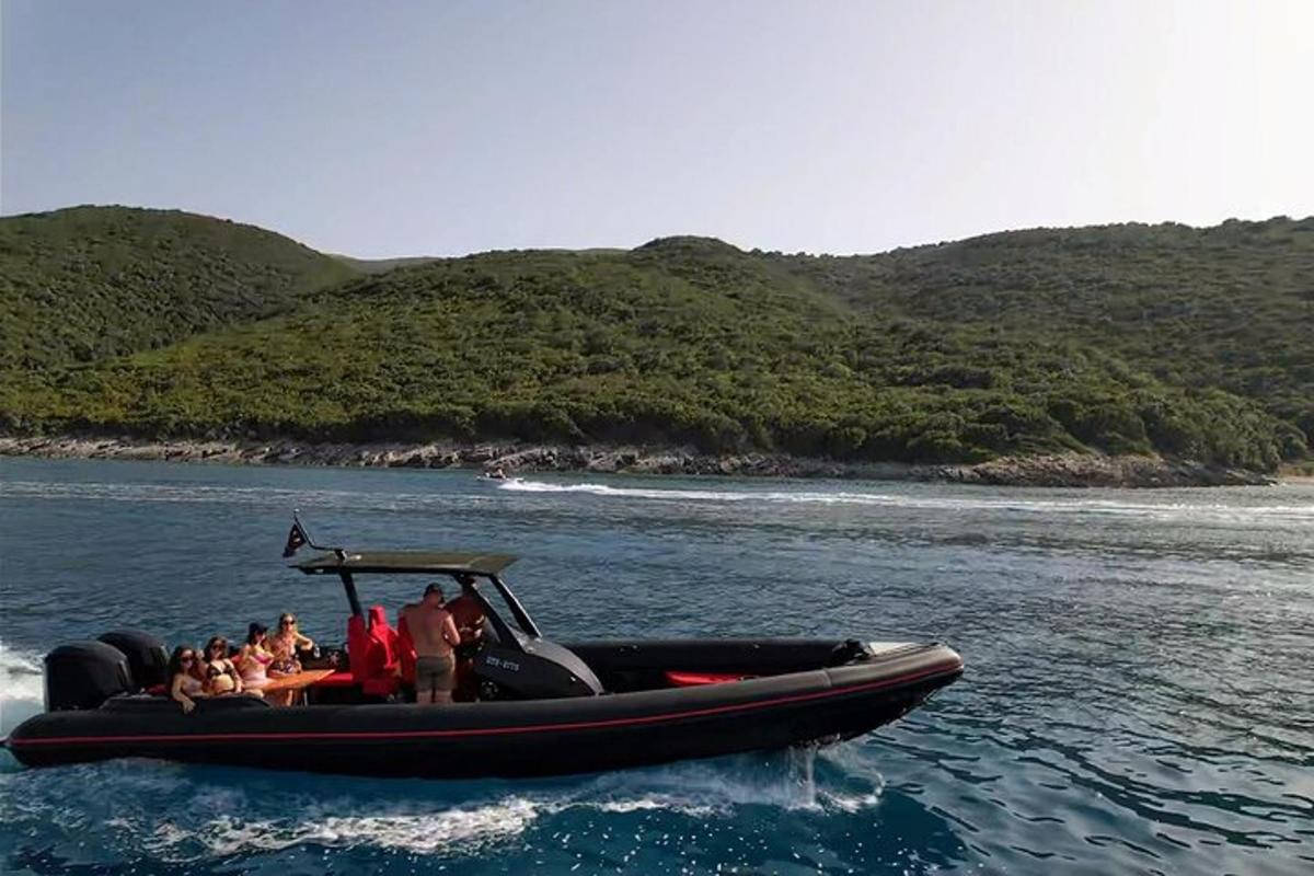 a group of people on a boat in the water