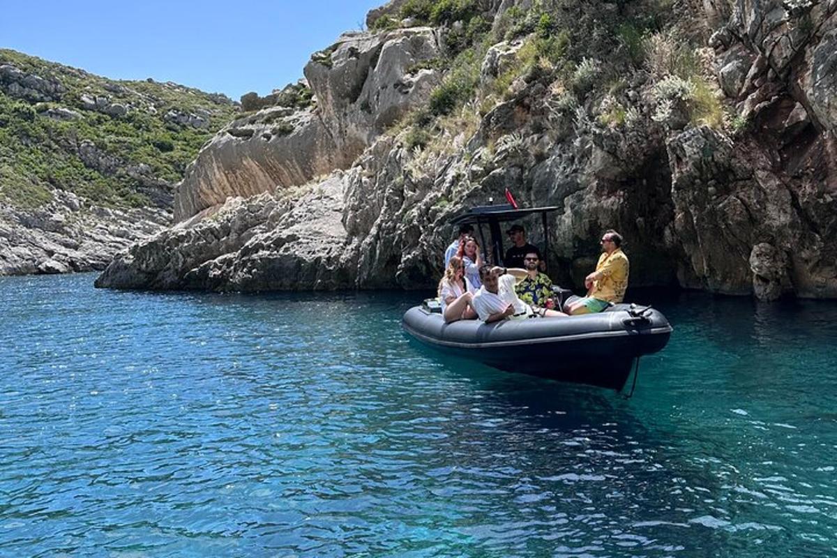 a group of people on a raft in the water