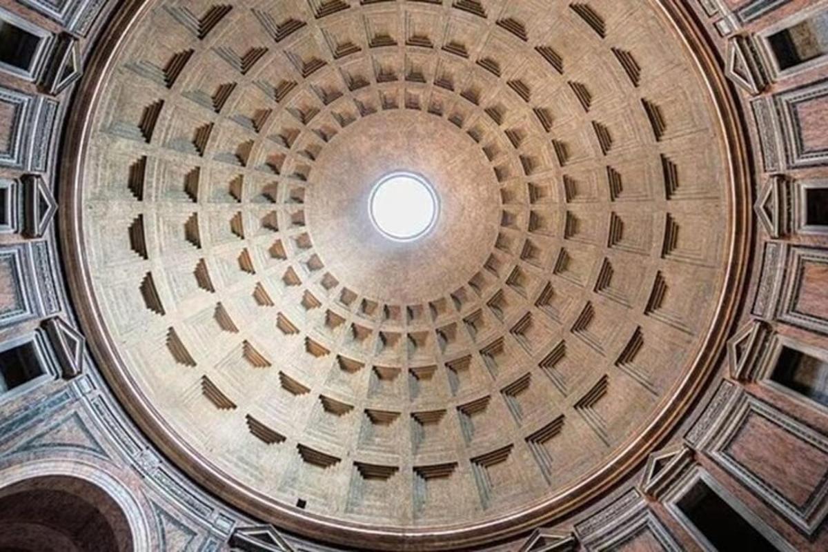 an inside view of a dome of a building