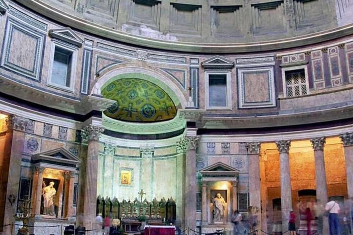 a large room with people in a building
