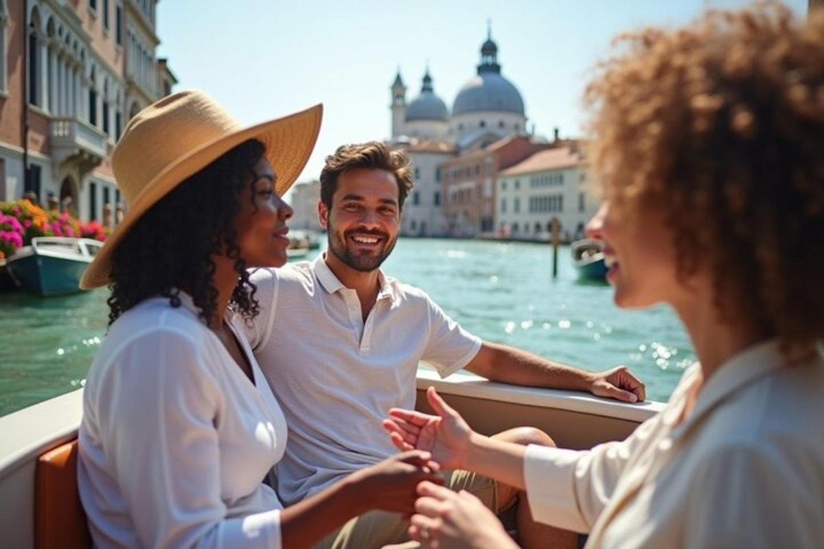 un gruppo di persone su una barca sull'acqua