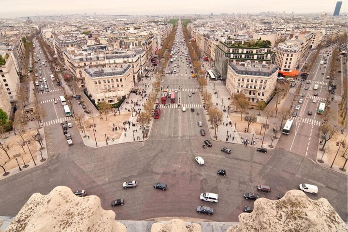 an aerial view of a street in a city