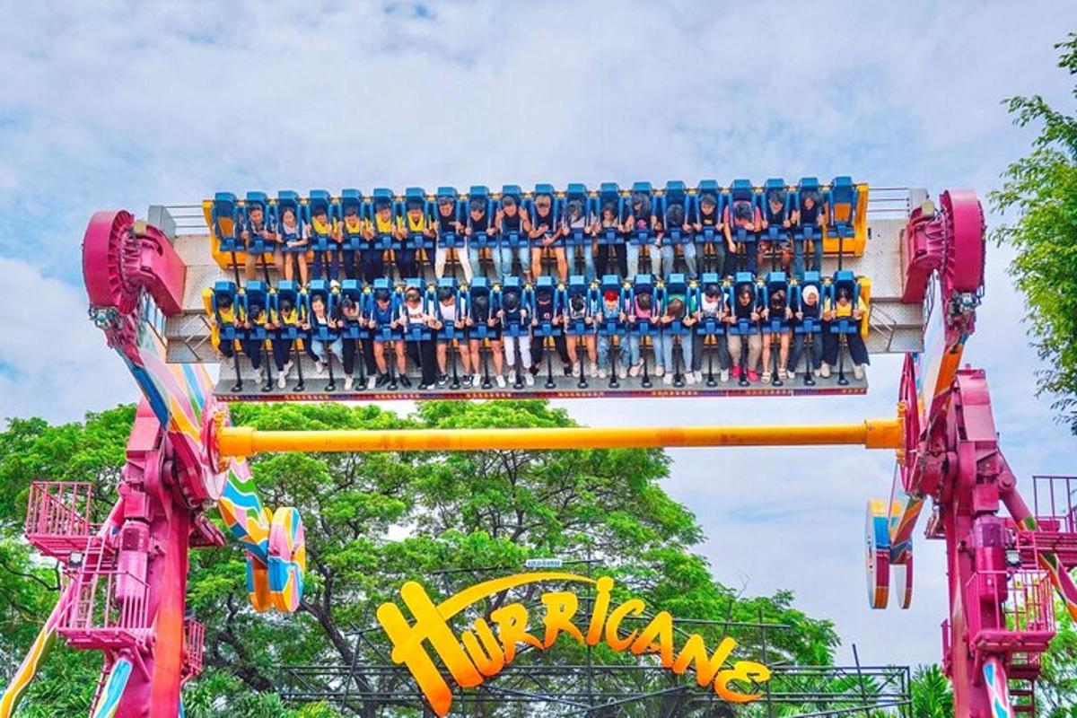 a roller coaster ride at a theme park