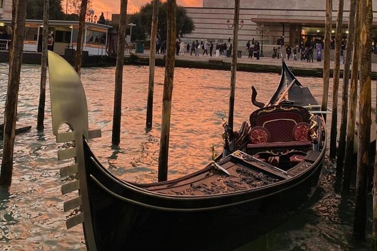 gondola sedící ve vodě vedle palem