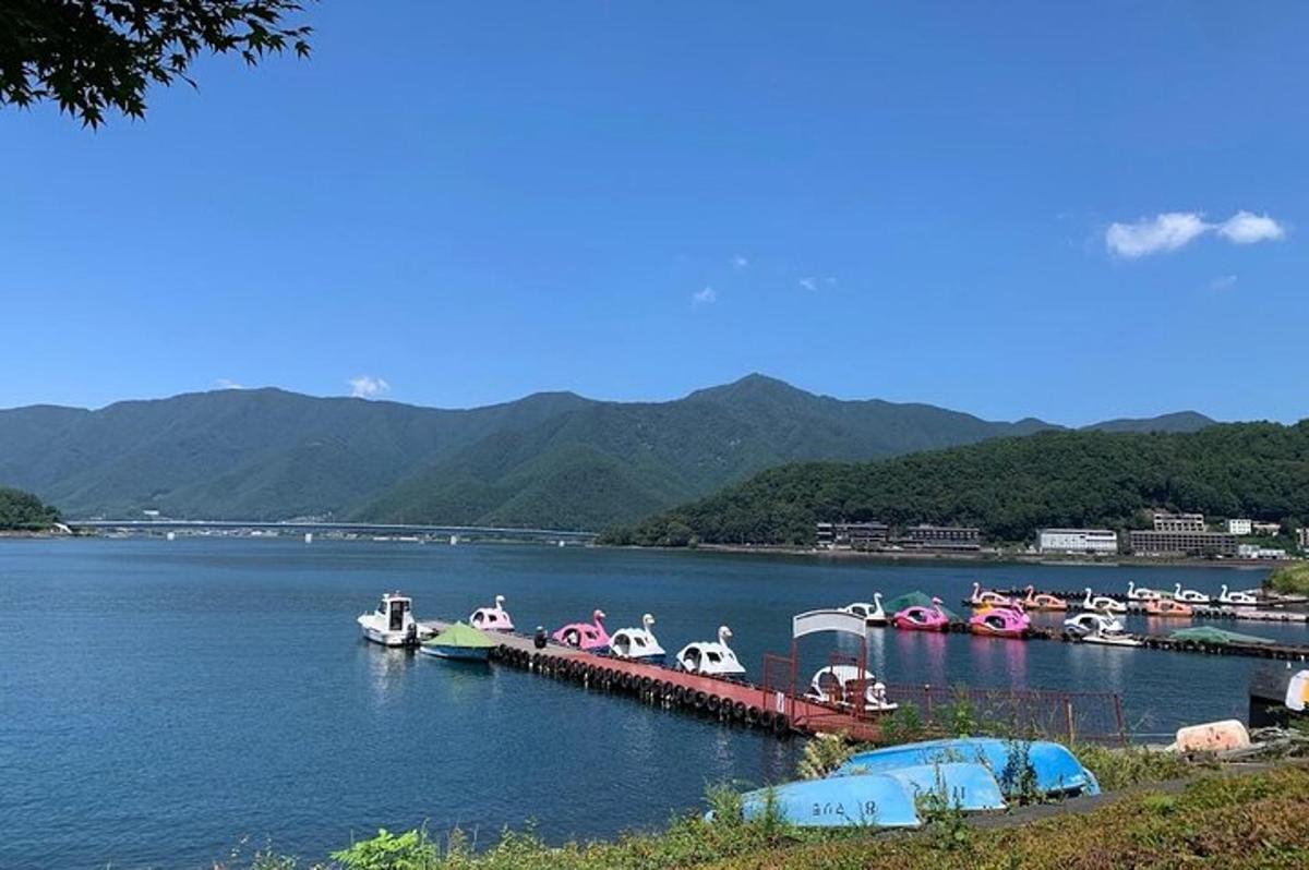um grupo de barcos atracados em um píer na água