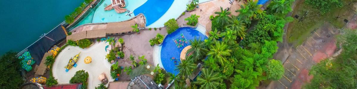 an aerial view of a disney water park