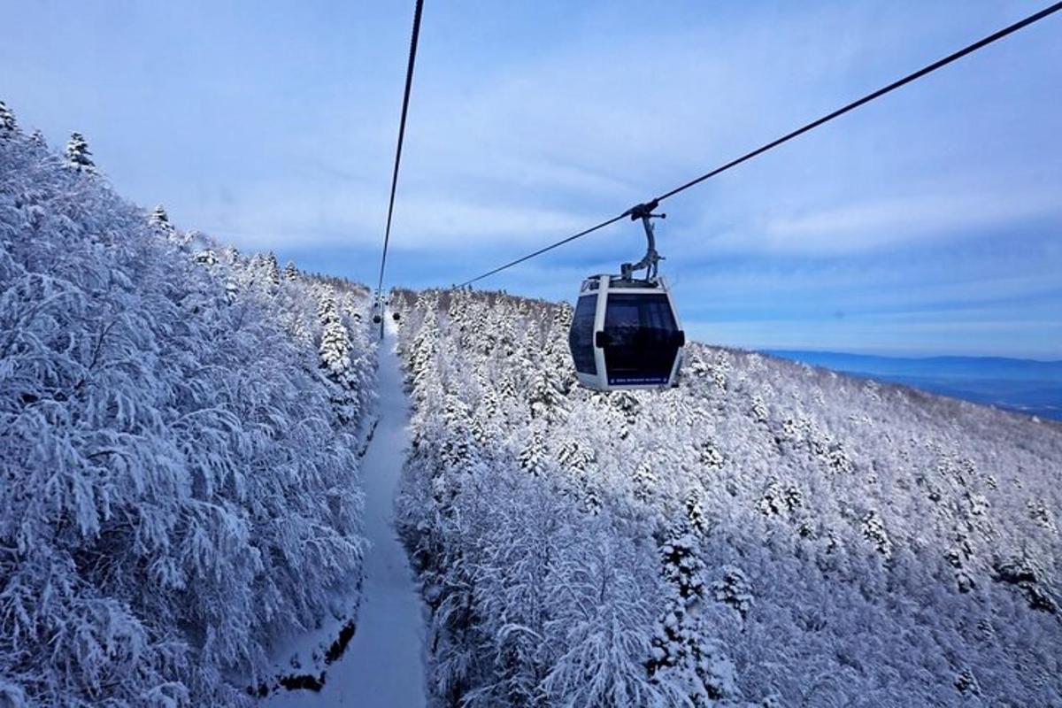 uno skilift che vola sopra una montagna innevata