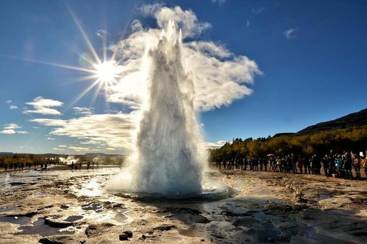 un grande geyser in mezzo a un campo