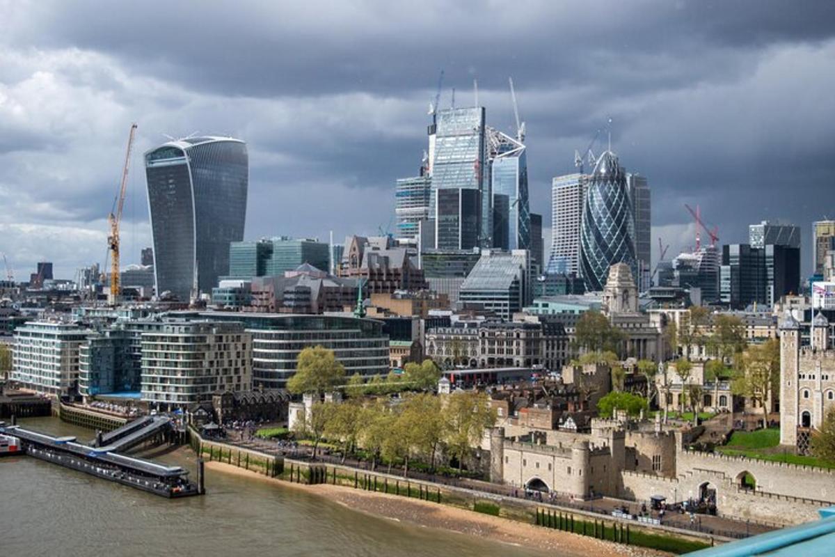 a view of a city with a river and buildings