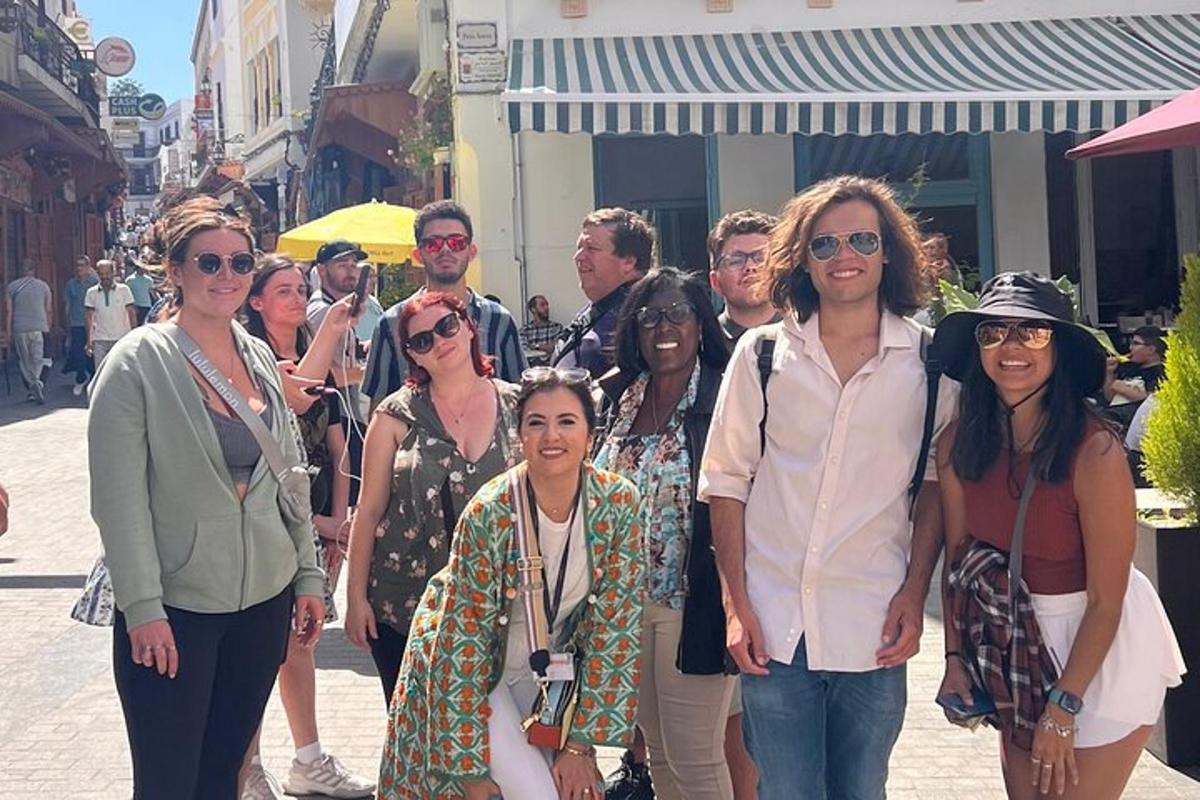 a group of people walking down a street