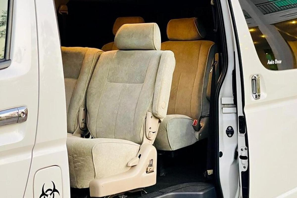 a back seat of a white van