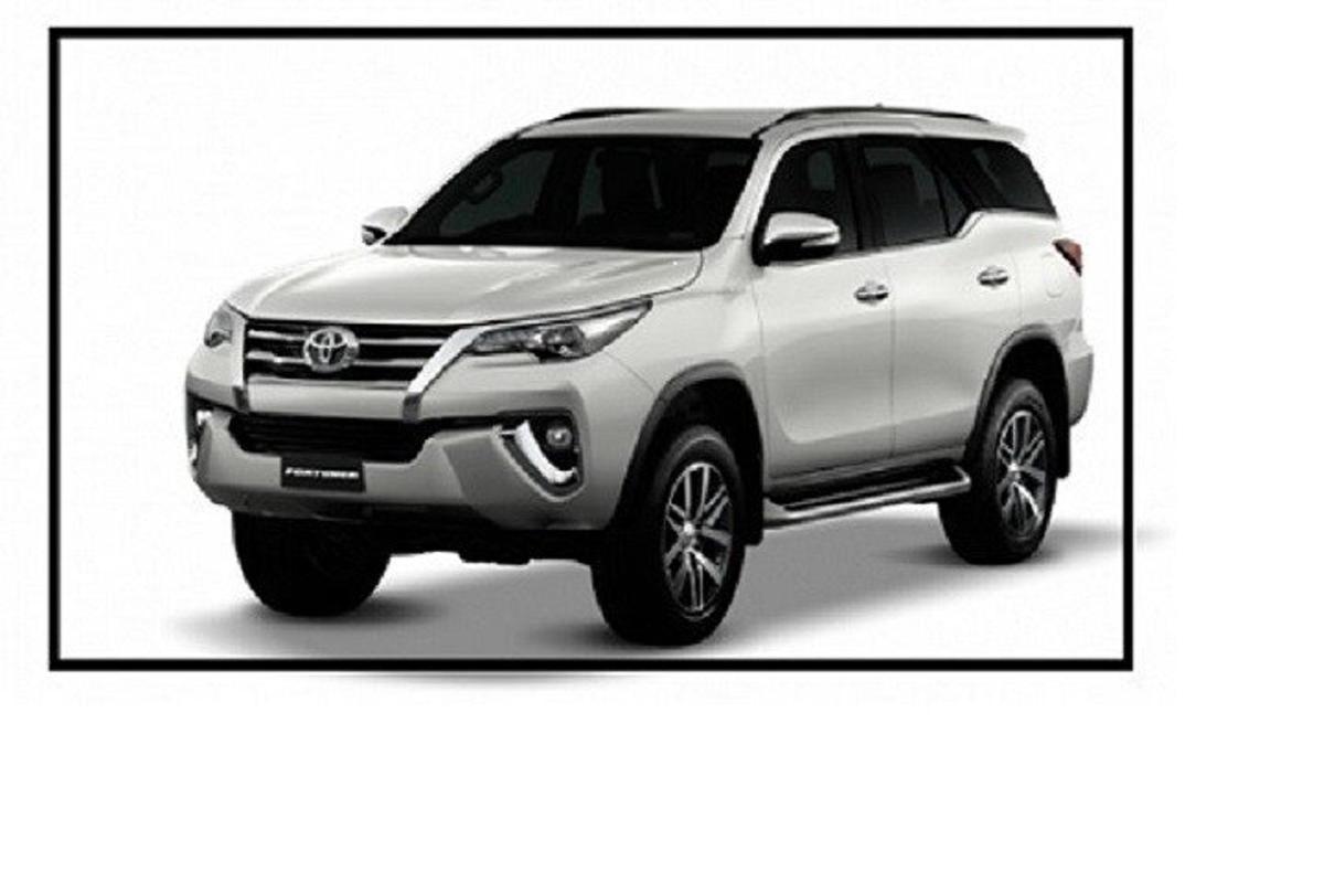 a white toyota fortuner suv on a white background