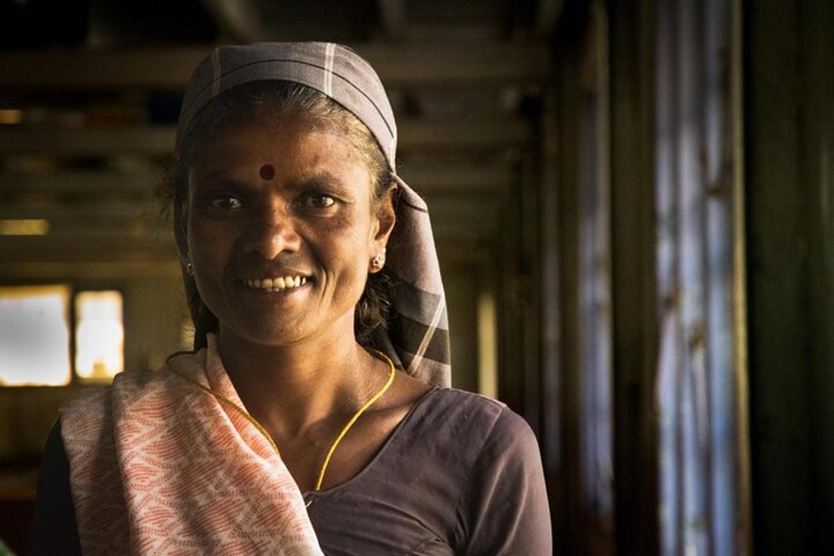 a woman with a scarf on her head
