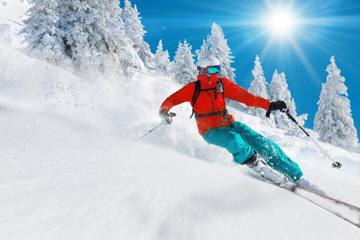 uma pessoa está esquiando em uma encosta coberta de neve