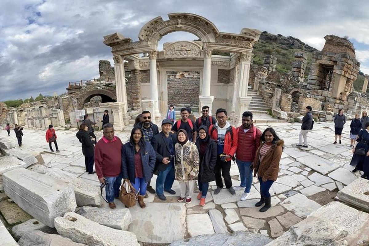 a group of people standing in front of a building