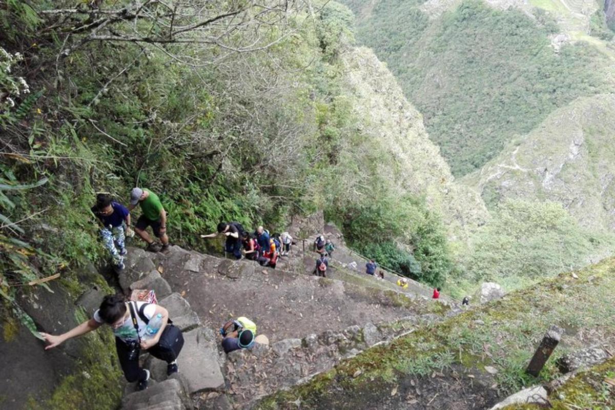 un gruppo di persone in piedi sul fianco di una montagna