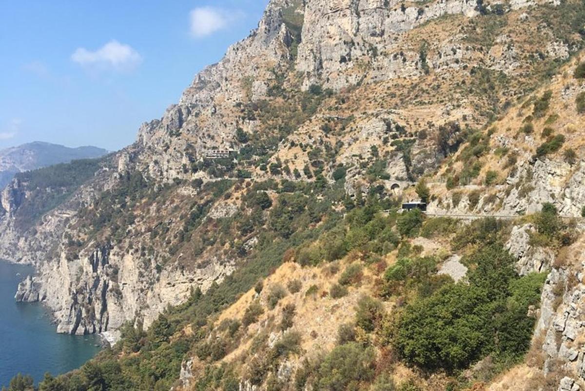 a view of a mountain with a train on it