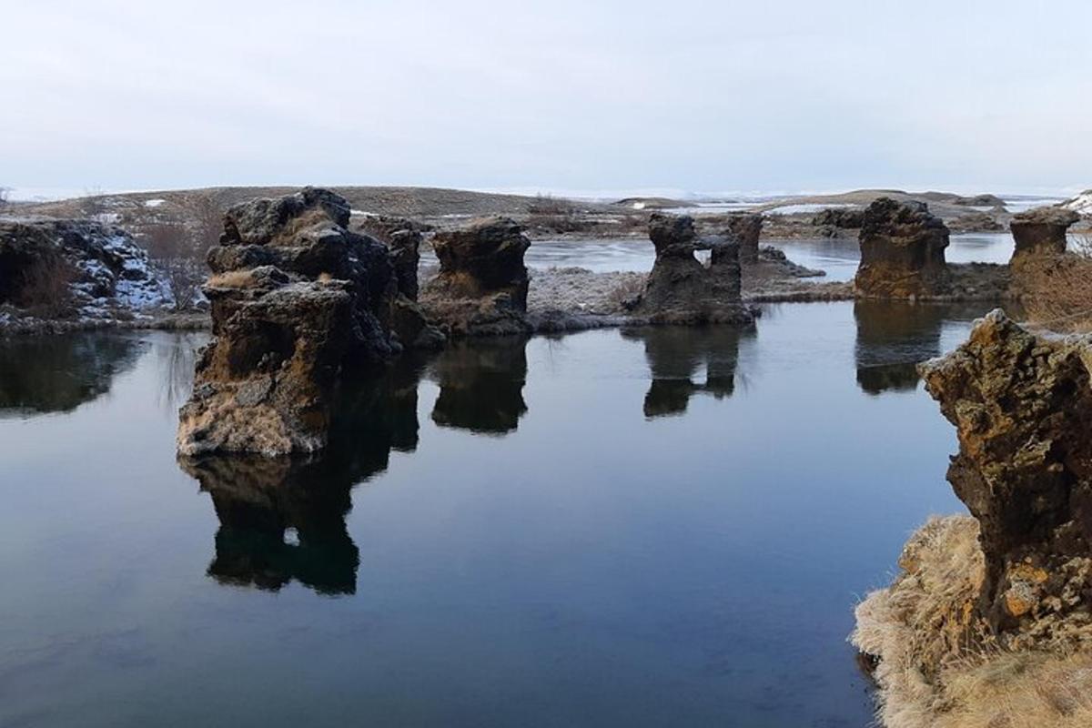 vatn með steinum á akri