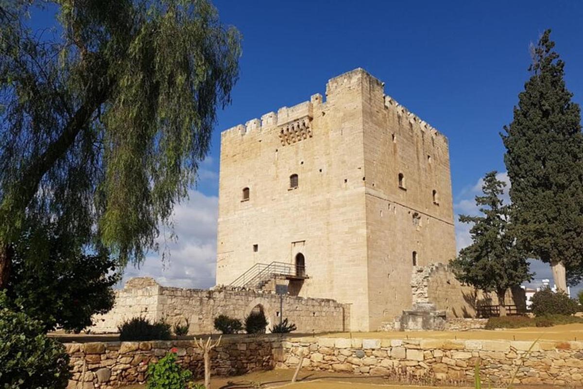 a large stone building with a tree in front of it
